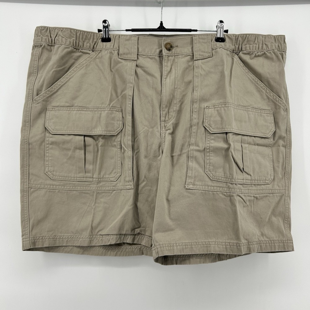 Croft & Barrow Cargo Shorts Mens 50 Khaki Y2K Elastic Waist Utility‎ Beach